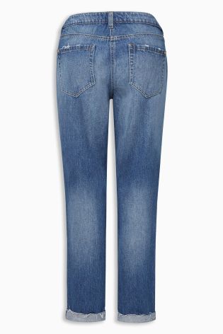 Mid Blue Relaxed Rip Knee Jeans